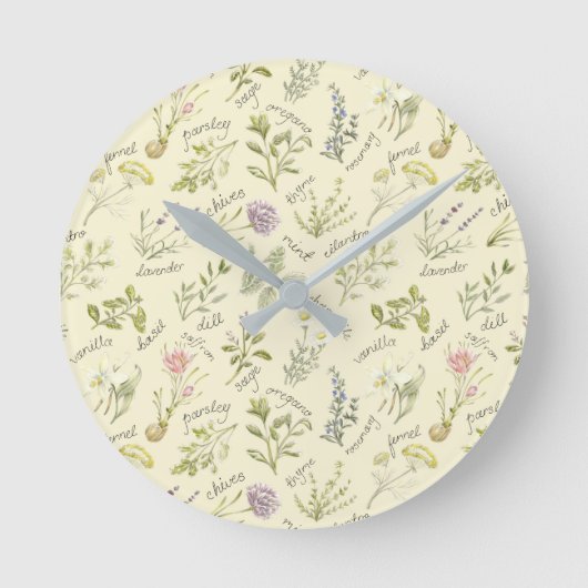 ハーブとスパイス時計 ラウンド壁時計 (正面)