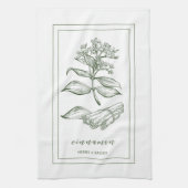 ハーブとスパイス植物シナモングリーン キッチンタオル (縦)