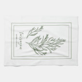 ハーブとスパイス植物タラゴングリーン キッチンタオル (横)