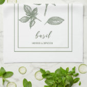 ハーブとスパイス植物バジルグリーンキッチンタオル キッチンタオル (折り畳み)