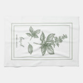 ハーブとスパイス植物バジルグリーンキッチンタオル キッチンタオル (横)