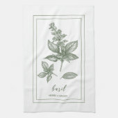 ハーブとスパイス植物バジルグリーンキッチンタオル キッチンタオル (縦)