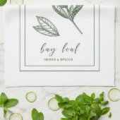 ハーブとスパイス植物ベイ葉の緑 キッチンタオル (折り畳み)