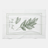 ハーブとスパイス植物ベイ葉の緑 キッチンタオル (横)
