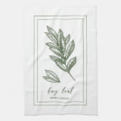 ハーブとスパイス植物ベイ葉の緑 キッチンタオル (縦)