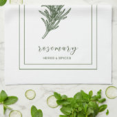 ハーブとスパイス植物ローズマリーグリーン キッチンタオル (折り畳み)