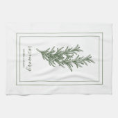 ハーブとスパイス植物ローズマリーグリーン キッチンタオル (横)