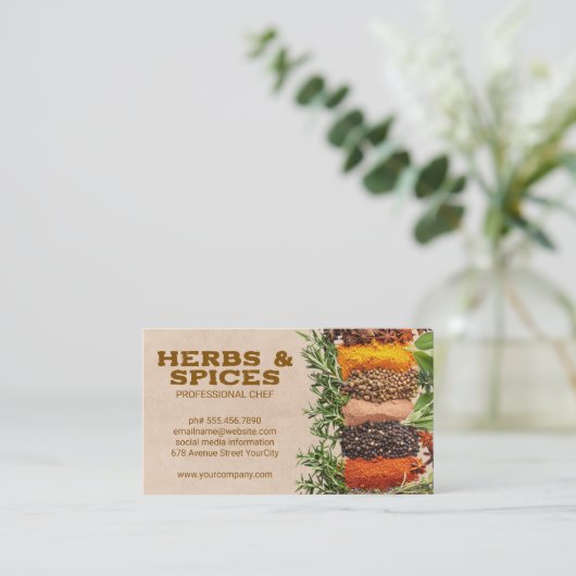 ハーブとスパイス | 料理成分 名刺 (スタンド正面)
