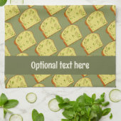 ハーブとバターのニンニクのパン – 名前を追加/文字 キッチンタオル (折り畳み)