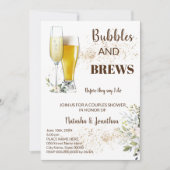 ハーブと緑の泡とブリュウズカップルのシャワー 招待状 (正面)