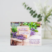ハーブと花を使った手作りラベンダー石鹸 シーズンポストカード (スタンド正面)