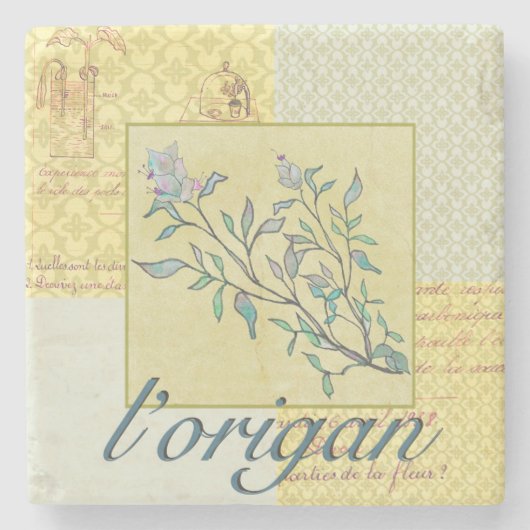 ハーブのオレガノの石のコースター ストーンコースター (正面)