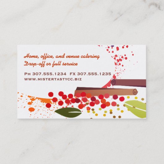 ハーブのスパイスのシェフのケイタリングビジネスカード 名刺 (裏面)