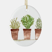 ハーブのセージのローズマリータイム植物植物 セラミックオーナメント (右)