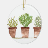 ハーブのセージのローズマリータイム植物植物 セラミックオーナメント (左)