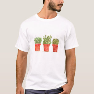 ハーブのセージ、ローズマリー、タイム素朴なキッチン Tシャツ