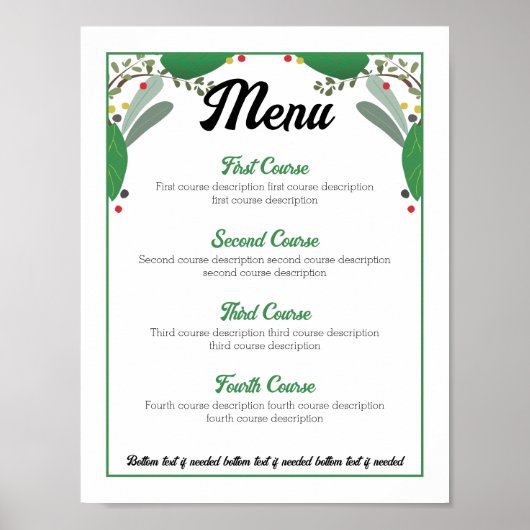 ハーブのバジルタイム夕食パーティーケータリングメニューペースト ポスター (正面)