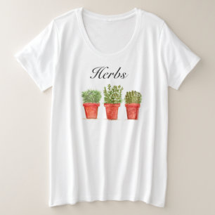 ハーブのローズマリーティメセージ素朴グリーンリーガーデンP プラスサイズTシャツ