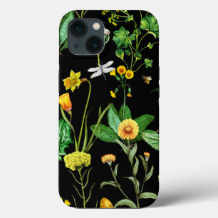 ハーブの植物にトンボとミツバチ iPhone 13ケース