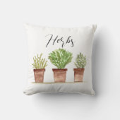 ハーブの花の水色の緑のヴィンテージ植物体T クッション (正面)