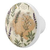 ハーブの花の陶器ノブ セラミックノブ (右)
