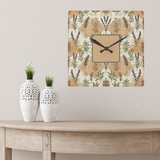 ハーブの花 スクエア壁時計