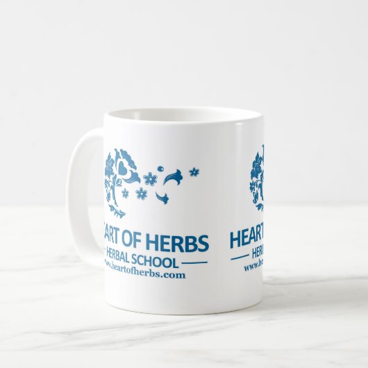 ハーブの草の学校のマグのハート コーヒーマグカップ (正面左)