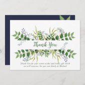 ハーブガーデンサンキューカード – ブルーグリーンボタニカル サンキューカード (正面/裏面)