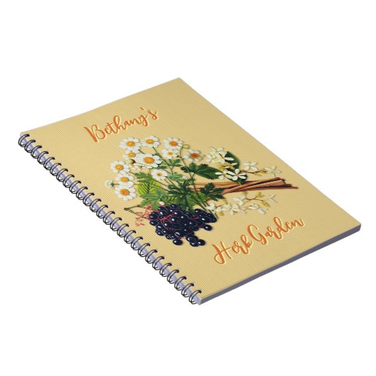 ハーブガーデンパーソナライズされた列付きページジャーナル ノートブック (右側)