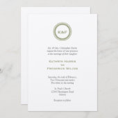 ハーブグリーンメダリオンイニシャル結婚式招待状 招待状 (正面/裏面)