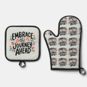 ハーブザジャーニーアワードボホフローラタイポグラフィ 鍋つかみ&鍋敷きセット (正面)