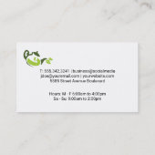 ハーブショップでのティーテイスティングス 名刺 (裏面)