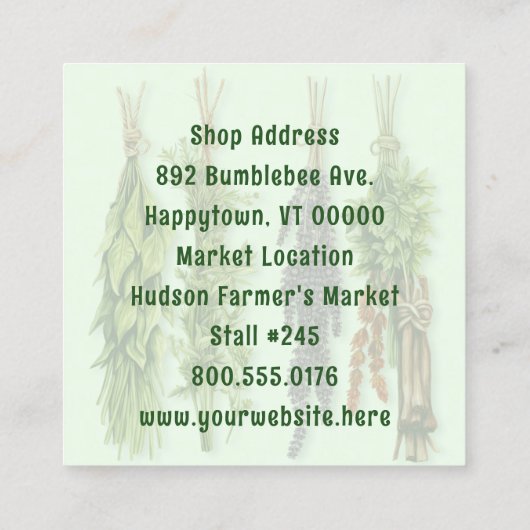 ハーブショップ両面 スクエア名刺 (裏面)