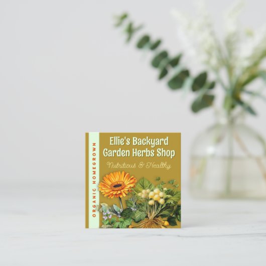 ハーブショップ両面 スクエア名刺 (スタンド正面)