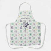 ハーブシルエットよくはしゃぐ付きクマ – キッカスタムチン エプロン (正面)