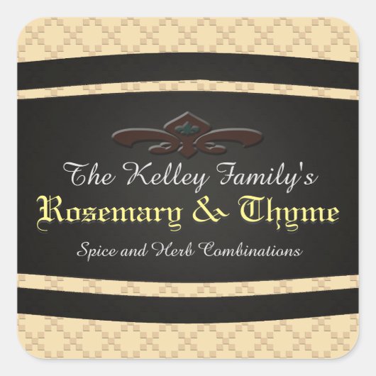 ハーブスパイスUピックカラーブラックチョークボード製品 スクエアシール (正面)