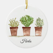 ハーブセージのローズマリータイム緑の素朴植物 セラミックオーナメント (正面)