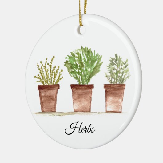 ハーブセージのローズマリータイム緑の素朴植物 セラミックオーナメント (左)