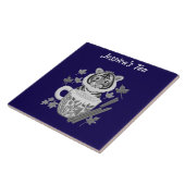 ハーブティーで愛らしいタイガー。パーソナライズ タイル (側面)