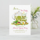 ハーブティーのパーティの招待状 招待状 (スタンド正面)