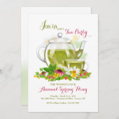 ハーブティーのパーティの招待状 招待状 (正面/裏面)