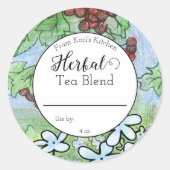 ハーブティー空白のブレンドラベルカスタム薬局 ラウンドシール (正面)