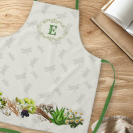ハーブドラゴンフライモノグラムイニシャル エプロン