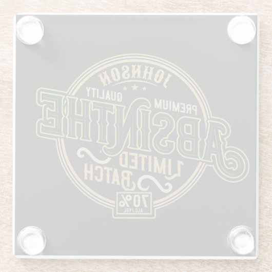 ハーブパーソナライズされたスピリットリキュールラベルをアブサン ガラスコースター (裏面)