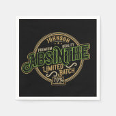 ハーブパーソナライズされたスピリットリキュールラベルをアブサン スタンダードカクテルナプキン (正面)