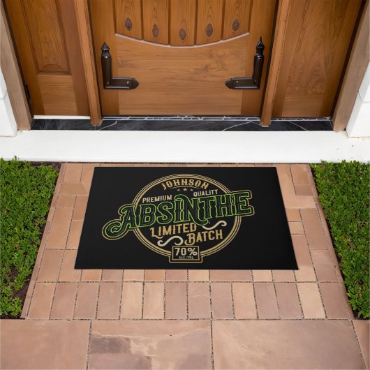 ハーブパーソナライズされたスピリットリキュールラベルをアブサン ドアマット (室外)