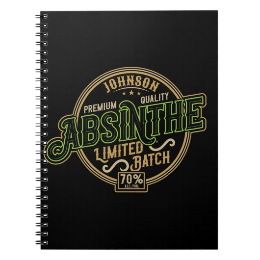 ハーブパーソナライズされたスピリットリキュールラベルをアブサン ノートブック (正面)
