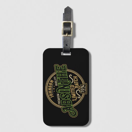 ハーブパーソナライズされたスピリットリキュールラベルをアブサン ラゲッジタグ (正面縦)