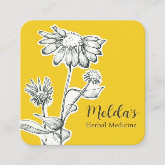 ハーブビジネスエキナセアコンフォア植物カスタム スクエア名刺 (正面)