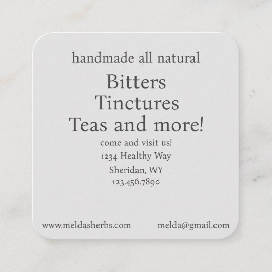 ハーブビジネスエキナセアコンフォア植物カスタム スクエア名刺 (裏面)